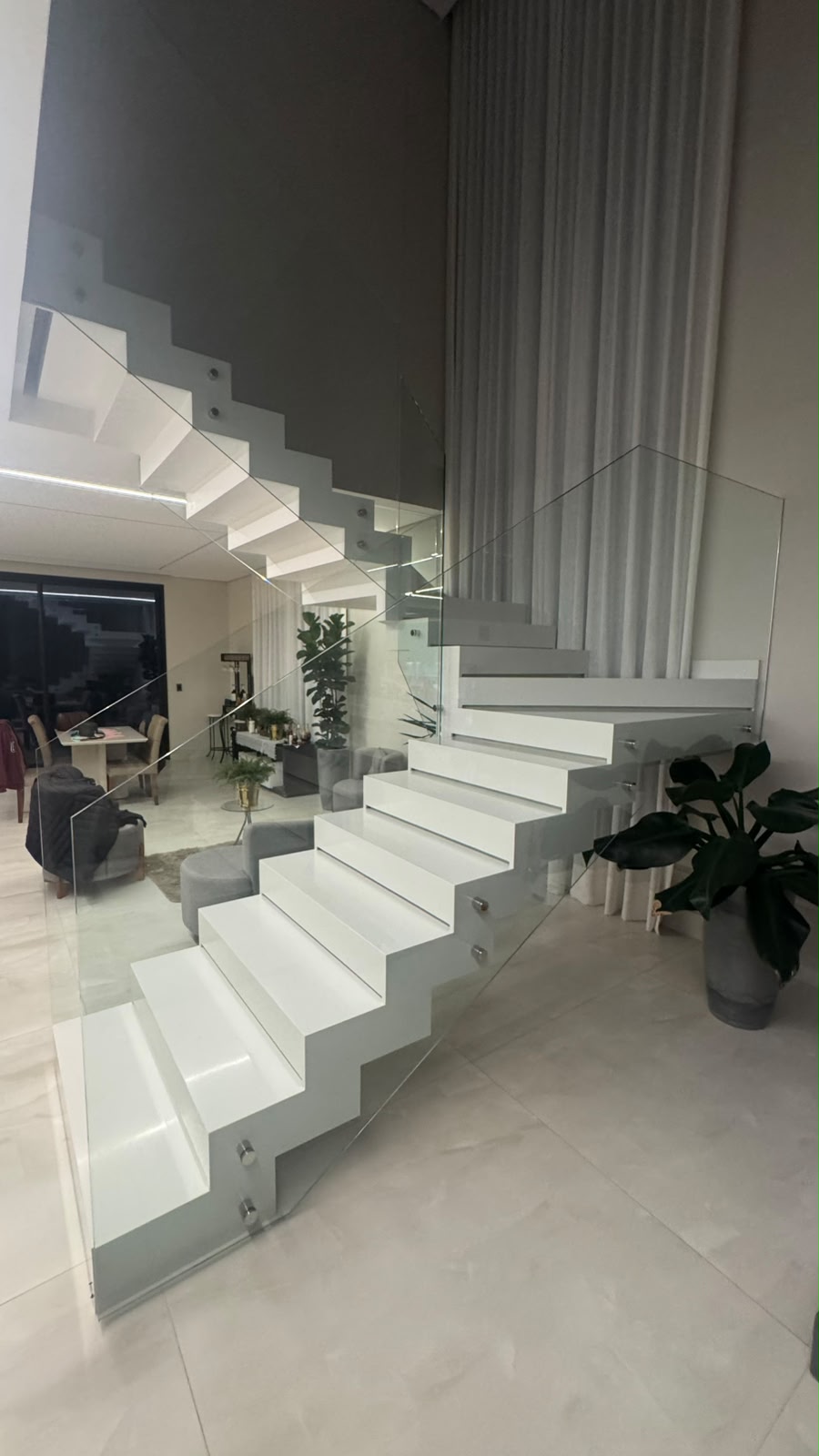 Stairs in White Quartz